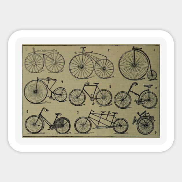 Vintage Bicycles Sticker by bluespecsstudio